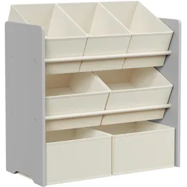 Songmics Kinderregal mit 7 Aufbewahrungsboxen 29,5 x 62,5 x 60 cm MDF Taubengrau