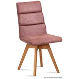 58 aufm Kessel Esszimmerstuhl Küchenstuhl drehbar (2er-Set) Doris 47x92x60 Eiche geölt/Anthrazit (Lieferung bis Verwendungsstelle, 6 St), Stabiles Gestell aus Massivholz pflegeleichter Bezug aus Microfaser rosa