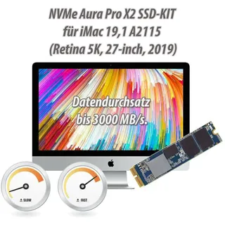 OWC 1,0 TB Aura Pro X2 Gen4 NVMe SSD-Upgrade für 27 Zoll und 21,5 Zoll iMac-Modelle (Ende 2013 2019), Hochleistungs-NVMe-Flash-Lösung, Werkzeuge, Displayband, Installationskomponenten