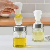 MKNZOME 1 Stück Ölpinsel Flasche, Tragbare Ölflasche aus Glas mit Silikon Pinsel Olivenöl Gewürzflaschen 2 in 1 zum Backen in der Küche, BBQ, Grill, Backen, Truthahn, Backgebäck#3