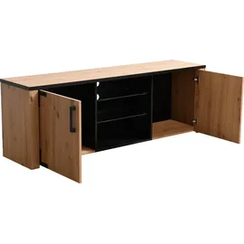 INOSIGN Lazio Lowboard 168 cm Schwarz Glas/Spanplatte/Holzwerkstoff