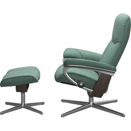 Stressless Stressless® »Consul« Set, Relaxsessel mit Hocker, mit Hocker, mit Cross Base, Größe S, M & L, Holzakzent Wenge grün