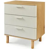 [en.casa] Kommode Ferrersp mit 3 Schubladen 70 x 60 x 40 cm Eicheoptik / Sandfarben