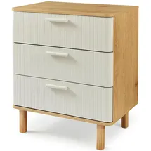 [en.casa] Kommode Ferrersp mit 3 Schubladen 70 x 60 x 40 cm Eicheoptik / Sandfarben