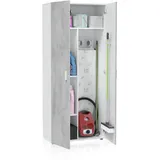 Habitdesign Mehrzweckschrank mit 2 Türen, Abdeckschrank, Weiß Artik und Zement, Maße: 80 cm (Breite) x 182 cm (Höhe) x 37 cm (Tiefe)