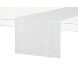 simurq Tischläufer Wasserabweisend & abwaschbar | Leinenoptik - Lotuseffekt | Pflegeleicht & fleckenabweisend | Weiß (30x140 cm)