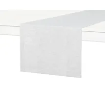 simurq Tischläufer Wasserabweisend & abwaschbar | Leinenoptik - Lotuseffekt | Pflegeleicht & fleckenabweisend | Weiß (30x140 cm)