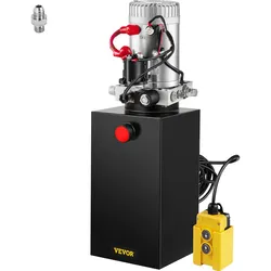 VEVOR Hydraulikaggregat Hydraulikpumpe 12V 9,46 L Auto Hydraulische Pumpe Stahl einfachwirkend für Muldenkipper