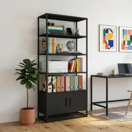 [en.casa] Bücherregal Hailuoto 80 x 40 x 180 cm Schwarz