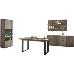 Furn.Design Esszimmer Set in Thermo Eiche und grau Speisezimmer 4-teilig mit Soft-Close Piano