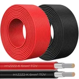 Solarkabel 6mm2 PV Kabel Solarleitung Balkonkraftwerk Photovoltaik 5–100mFarben:Schwarz;Länge Kabel:50 Meter - Schwarz