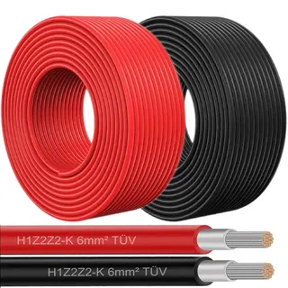 Solarkabel 6mm2 PV Kabel Solarleitung Balkonkraftwerk Photovoltaik 5–100mFarben:Schwarz;Länge Kabel:50 Meter - Schwarz