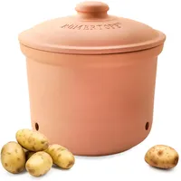 Römertopf Kartoffeltopf MAXI PLUS aus Naturton, Terrakotta, Ø 26 cm, 5,5 L Vorratstopf für ca. 3 kg Kartoffeln & Gemüse, belüftet mit 3 Lüftungslöchern, Unterteil glasiert, spülmaschinengeeignet