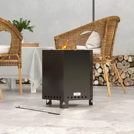 Outsunny Feuerschale, rauchfreier Tischfeuer, Feuerstelle mit Schürhaken, für Garten, Camping, Terrasse, Metall, Schwarz