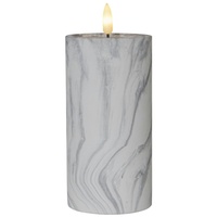 Star Trading LED Stumpenkerze Marmoroptik Zement/Wachs natürliche Flamme Marble',