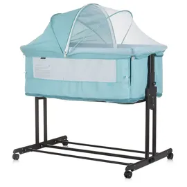 Chipolino Beistellbett 2 in 1 Zen Laufstall Moskitonetz Matratze Räder Bremse türkis