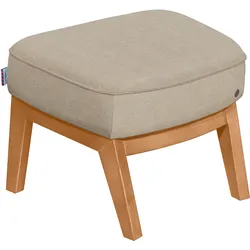 Hocker TOM TAILOR HOME "COZY", beige (ecru tus 1), B:59cm H:43cm T:43cm, Vintage Webstoff TUS (60% Baumwolle, 40% Leinen), Hocker, Polsterhocker, mit Kedernaht, Füße Buche natur