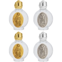 WEBEEDY 4 Stück Lourdes Holy Trinkflasche Weihwasserflasche Aus Glas, Unsere Liebe Frau von Guadalupe Maria Katholische Lourdes Heilige Wasser Blesssed in Lourdes Deko Flaschen Ostern Deko