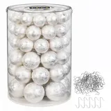 Jack by Inge Glas 60x Glas Christbaumkugeln 4 5 6 7 cm Eislack Weiß/Offwhite + Haken