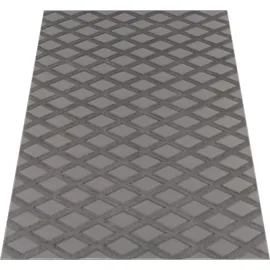 Paco Home Teppich Wohnzimmer Schlafzimmer Kurzflor Boho Skandi Raute 3D Grau Anthrazit 160x220 cm - Grau