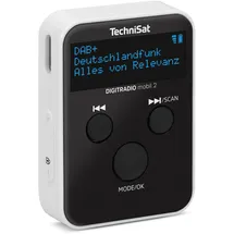 TechniSat DIGITRADIO mobil 2 – Portables DAB+/FM Mini-Radio mit integriertem Akku (wiederaufladbares Taschenradio, Schwarz, Weiß