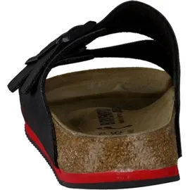 Birkenstock Arizona Superlauf, Birko-Flor, schwarz/rot, schmal, Größe 47