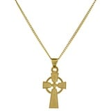 HOPLO Kreuzanhänger Anhänger Kreuz 585 Gold mit massiver Goldkette 1,1 mm, Made in Germany 42 cm