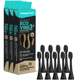 happybrush® Nachhaltige Aufsteckbürsten für elektrische Schall-Zahnbürste Eco VIBE 3 - Allblack - 3x3 Stück