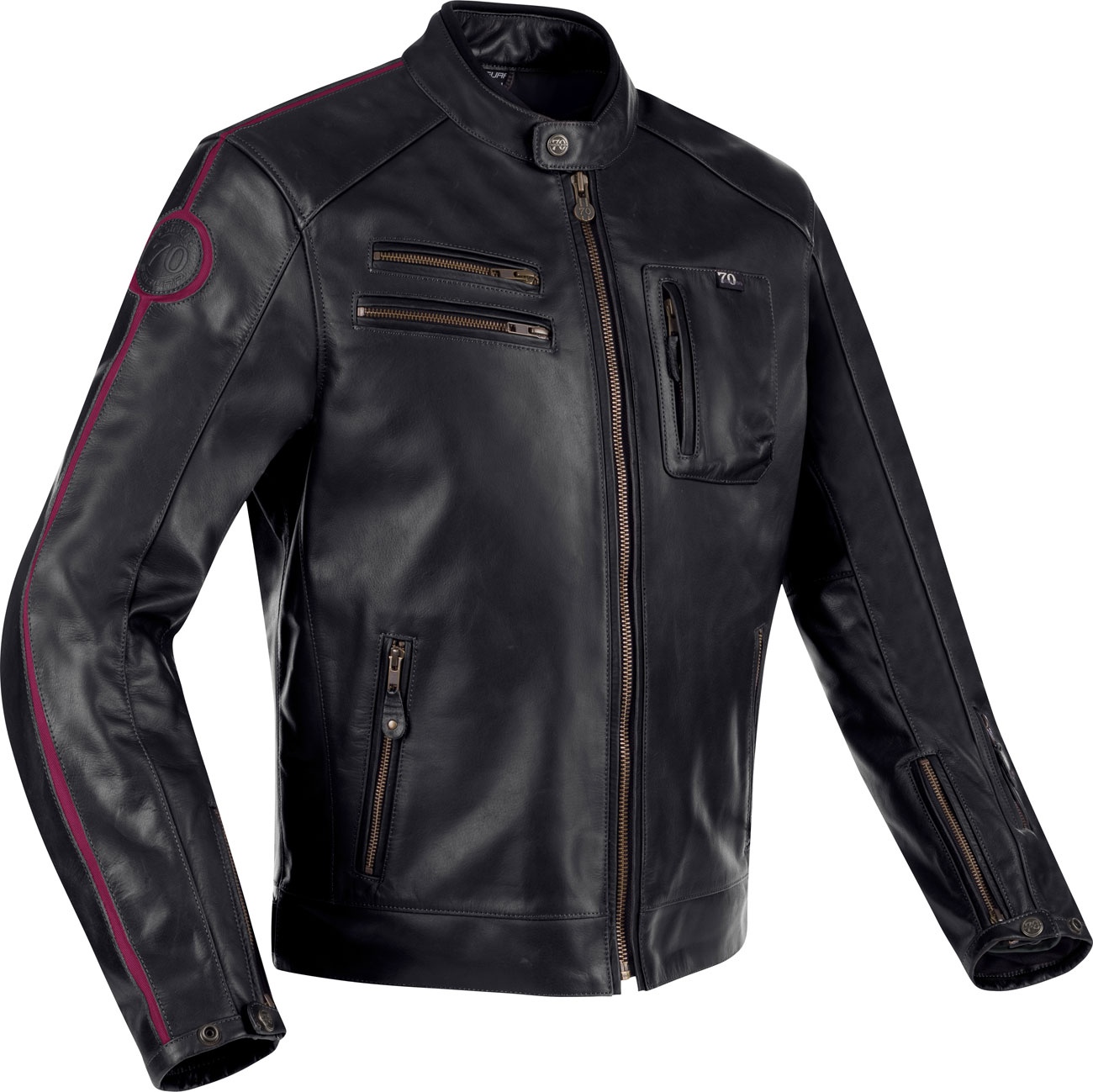 Segura Devon, veste en cuir - Noir/Rouge Foncé - XL