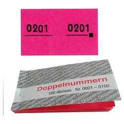 WOLF & APPENZELLER Doppelnummernblöcke 0001-0100, 0101-0200, 0201-0300, 0301-0400, 0401-0500, rot, 5 Blöcke