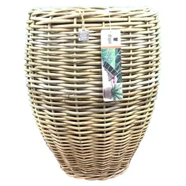 Van der Leeden DRYPOT Rattan Ø 40 cm Grau