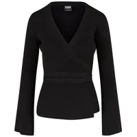 URBAN CLASSICS Ladies Rib Knit Wrapped Cardigan in Schwarz, S