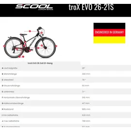 S'cool troX EVO 26 Zoll 21-Gang Shimano Black/Red | Kinderfahrrad | Jugendfahrrad | 26 Zoll | Mountainbike| Rahmenhöhe 33 | 21 Gang - Rot/Schwarz