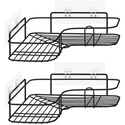 Navaris Duschablage 2x Duschablage ohne Bohren – Bad Duschregal Eckregal 2er Set schwarz