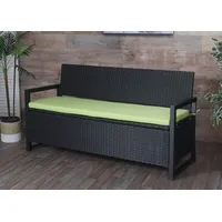 Mendler Poly-Rattan 3er Sitzbank HWC-F39, Gartenbank Truhenbank, Staufach Aufbewahrung