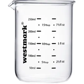 Westmark Messglas-Set 3tlg., 50, 100, 250 ml, transparent, H:10cm, Borosilikatglas, Silikon, Messbecher, Skalen in ml, Tbsp, tsp und fl oz