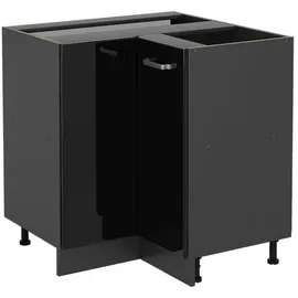 Vicco Eckunterschrank R-Line 75,6 x 46 x 81,6 cm Schwarz Hochglanz
