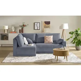 Sofa.de Eckcouch Stoff mit Schlaffunktion 3-Sitzer Blau
