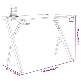 vidaXL Gaming-Schreibtisch mit Y-Gestell Schwarz und Rot 110x60x75 cm