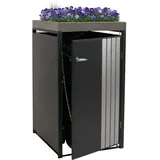 1er-Mülltonnenverkleidung HWC-O67, Mülltonnenbox mit Pflanzkasten, Metall 125x68x84cm 35kg - anthrazit Edelstahl