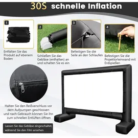 Costway Aufblasbare Beamer Leinwand, 147 Zoll, Projektor Leinwand mit Gebläse und Erdspieße, 16:9, HD, 4K, doppelseitige Projektionsleinwand für...