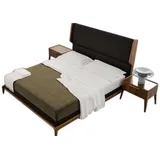 Xlmoebel Schlafzimmer-Set Braunes Schlafzimmermöbelset aus Holz mit stilvollem Design, (3-tlg., Bett, 2x Nachttische), Hergestellt in Europa braun