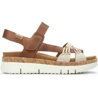 PIKOLINOS für Damen. W4N-0968C1 Palma Sandalen aus braunem Leder -Gewichtskeil 4,5cm (38), 3 bis 5 cm, Klettverschluss, Lässig