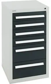 Stumpf Schubladenschrank Serie T-100/35-1, RAL 7035/7016, 6 Schubladen