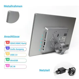 Xoro CPF 10B1 Digitaler Bilderrahmen mit WLAN SD Kartenleser, USB, Bewegungssensor, 1280 x 800 Auflösung, 16:10 Format, App-Steuerung