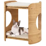 COSTWAY Tierbett, 2 Etagen Katzenhaus, mit 2 Betten, aus Bambus