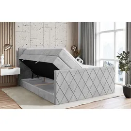altdecor Boxspringbett mit Matratze und Lattenrost - LEPARO -Z KING - 160x200 cm - Grau Monolith - Topper, Fußteil, Polsterbett mit Bettkasten, Be... - Hellgrau