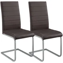 Juskys Freischwinger Stuhl Vegas mit Kunstleder Braun