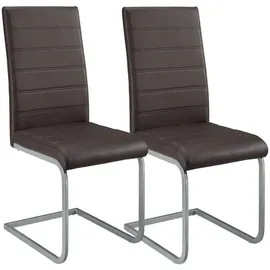 Juskys Freischwinger Stuhl Vegas mit Kunstleder Braun