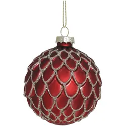 Chic Antique Rote Weihnachtskugel aus Glas, Model 1